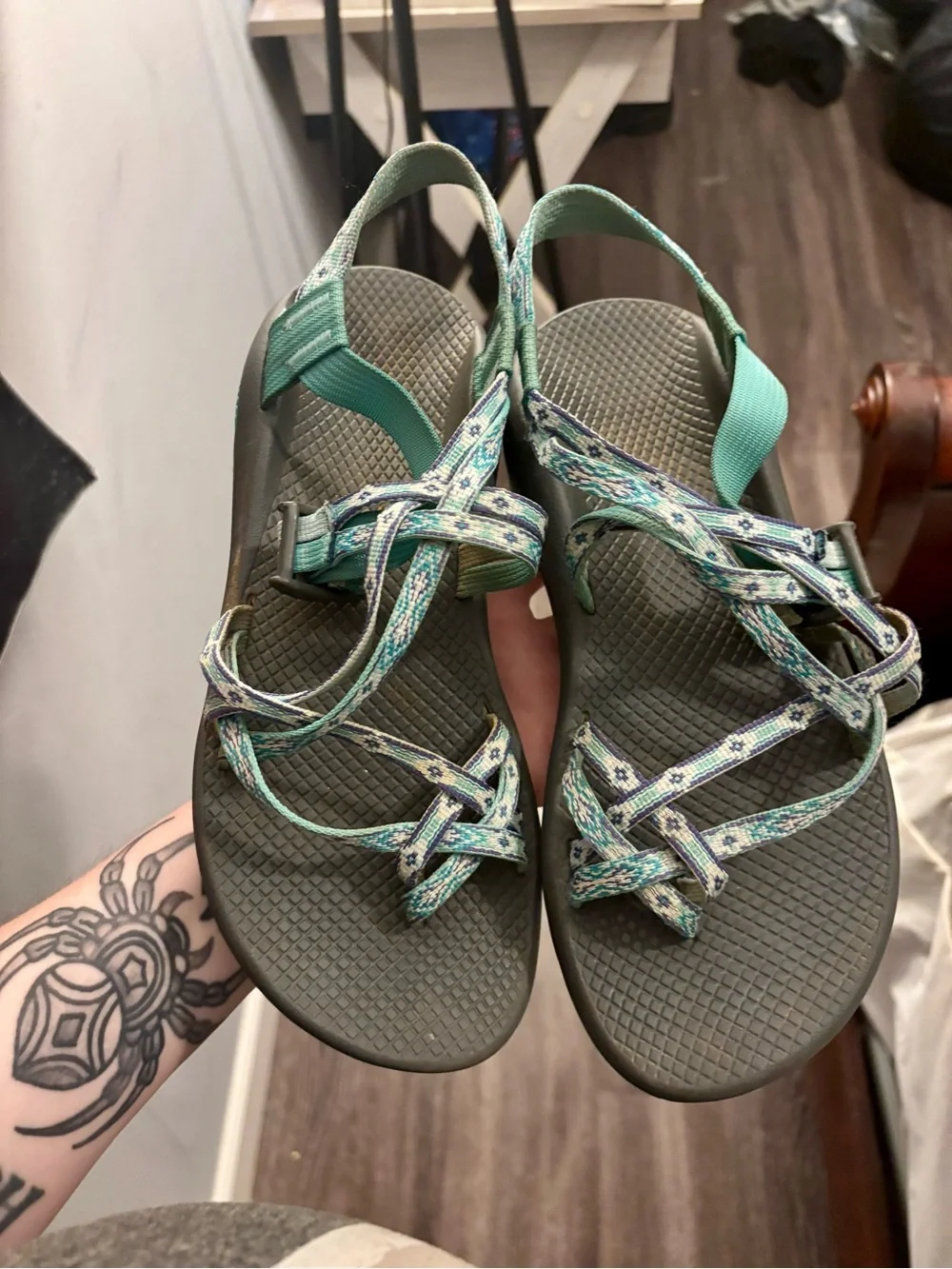 Chaco Women's Teal and Lavender Strappy Sport Sandals